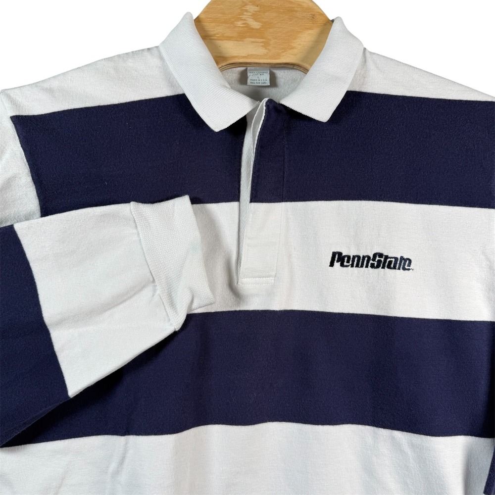 Outer Banks Penn State Rugby Shirt Mens L Blue White Striped Vintage USA Made